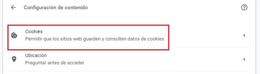 Chrome – configuración de contenido