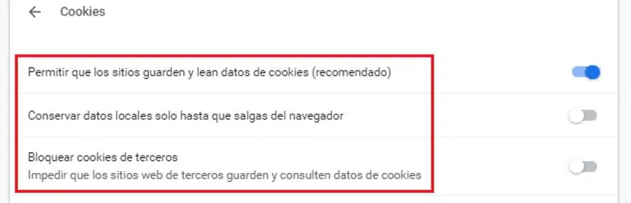 Chrome – ajuste de cookies